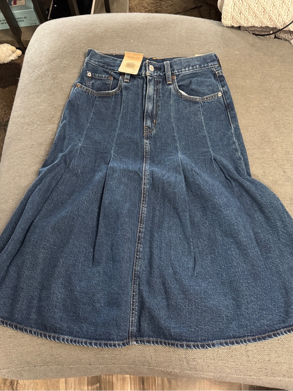 Levi's Dark Blue Denim A-Line Midi Skirt